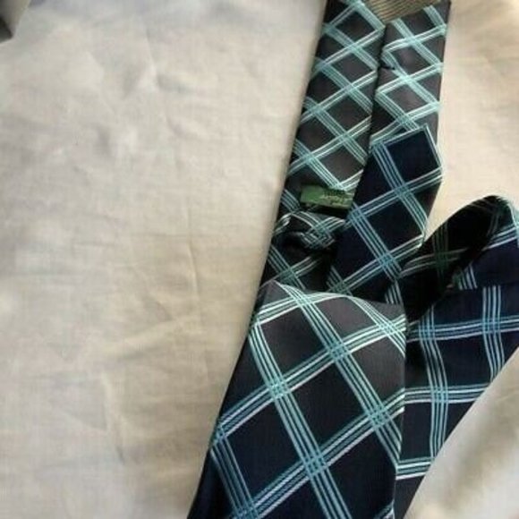 David Taylor Collection Mens Tie Blue Gray Diamond Lattice Motif Career Neckwear - Picture 2 of 4